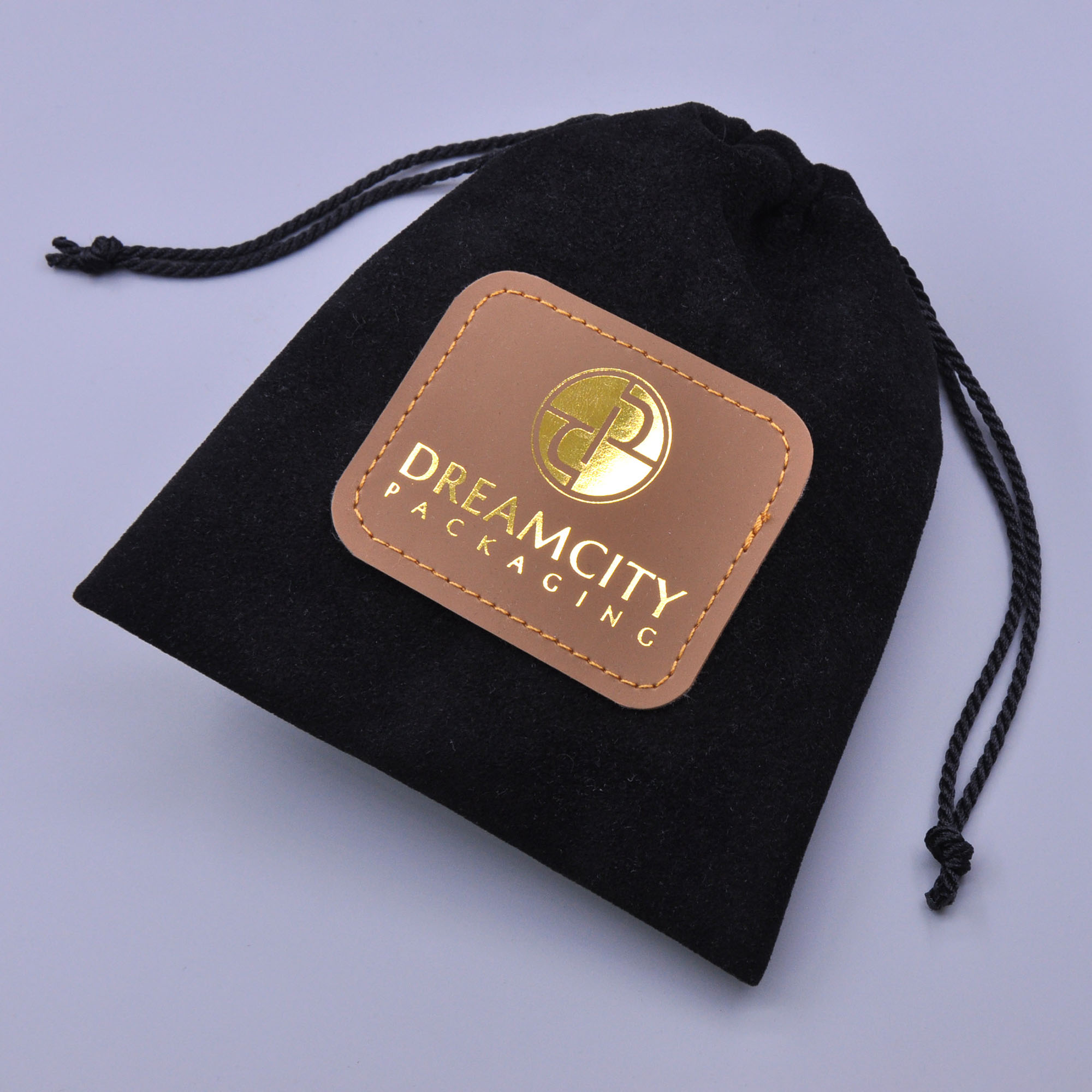 Branded Velvet Drawstring Bag with Stamped Foil Logo