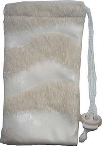 Faux Leather Drawstring Pouch with Fur