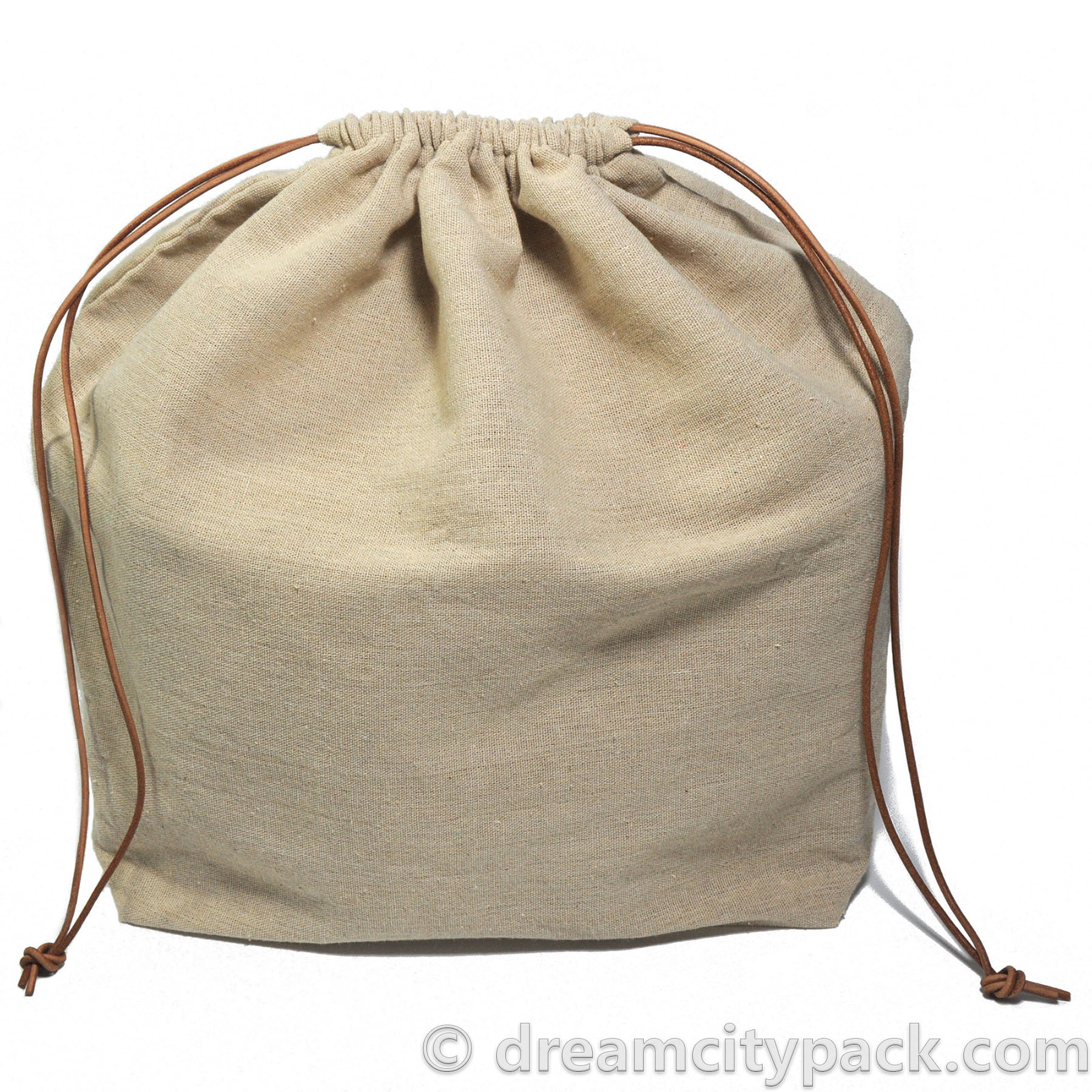 large linen dust bag for handbags with gusseted bottom