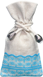 Linen Drawstring Bag with Lace Turquoise
