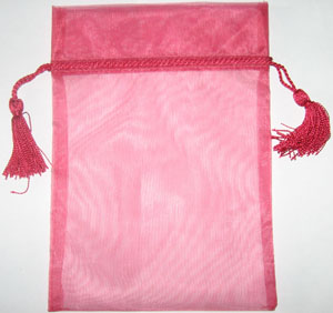 Custom Organza Bags with Tassels Fuchsia