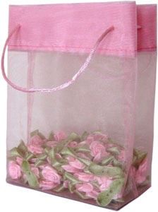 Pink Organza Mini Tote Bag for Gift Packaging