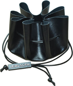 Round Leather Drawstring Jewellery Pouch with Custom Brand
