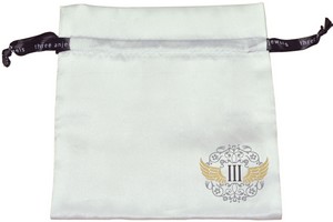 Printed Satin Hair Extensions Bag with Custom Printed Ribbon, with 3 color custom logo on bag and 1 custom logo on ribbon