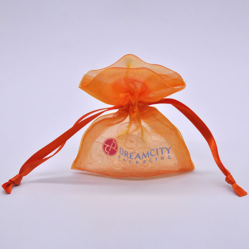 Pochettes cadeaux en organza bicolore avec logo personnalisé