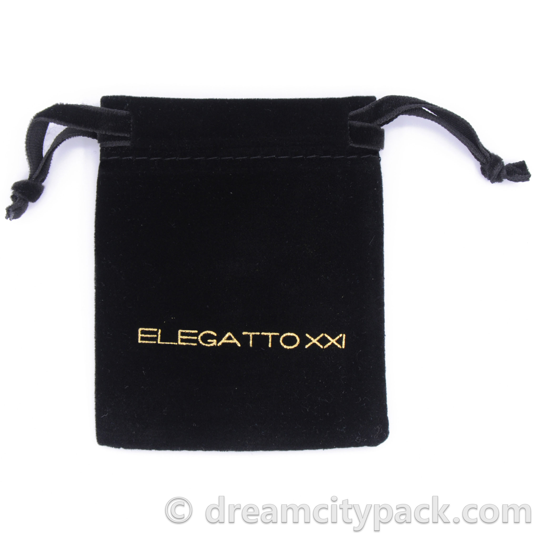 Black Faux Leather Jewelry Pouch With Gold Silk-Screen Printed Custom Logo