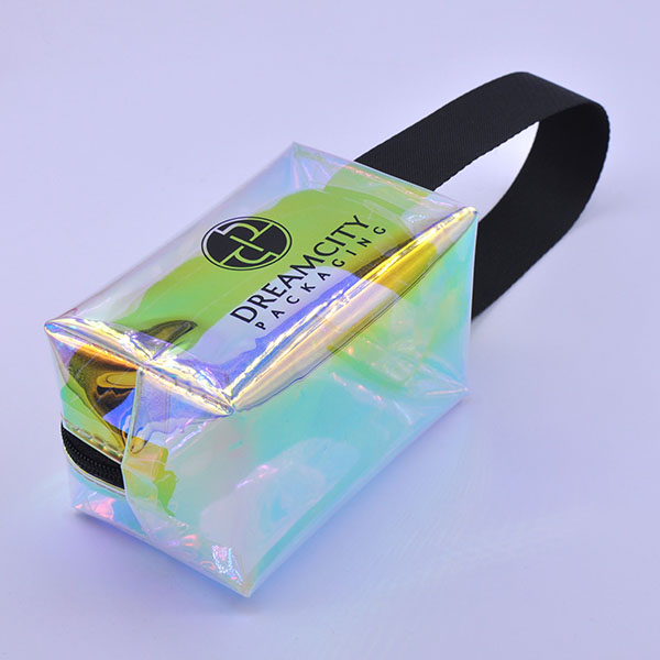 Waterproof Travel Toiletry Bag Holographic Plastic Wristlet for Essentials